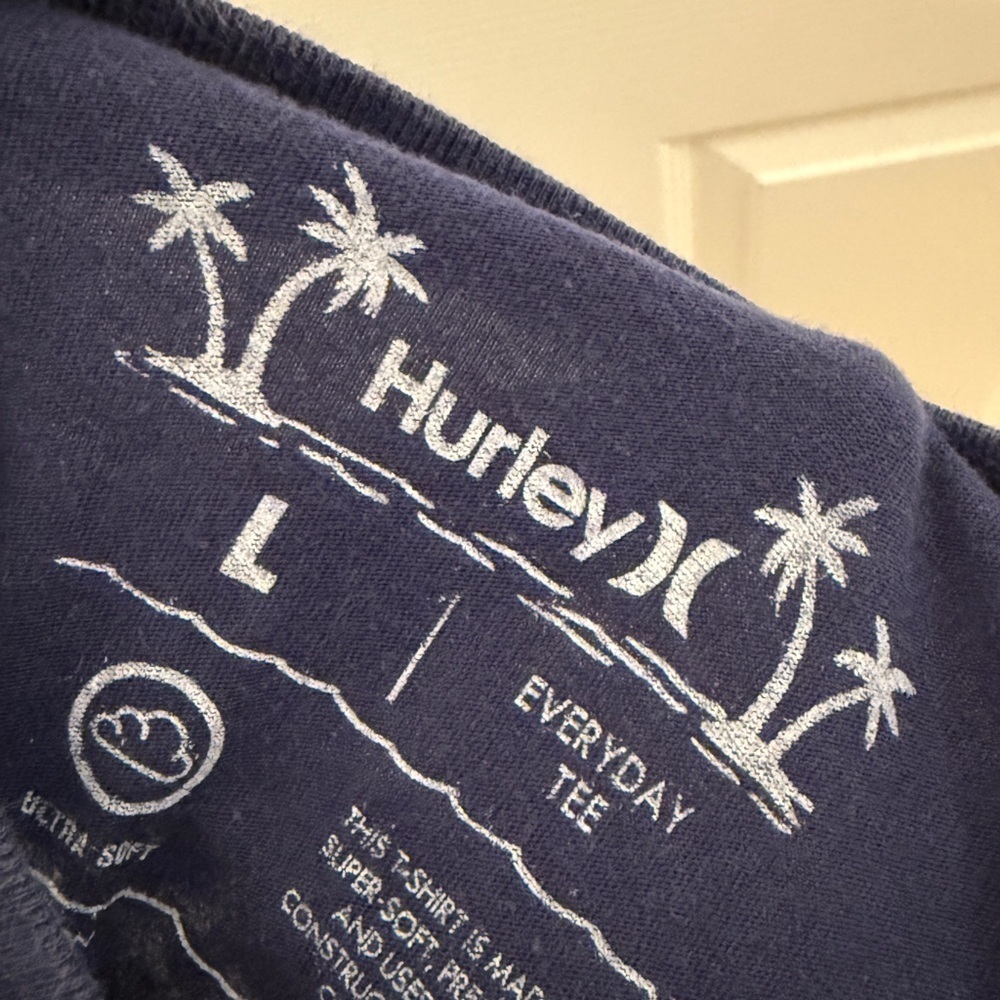 Hurley Blue Short Sleeve Tee Classic Crew Neck - Picture 5 of 5